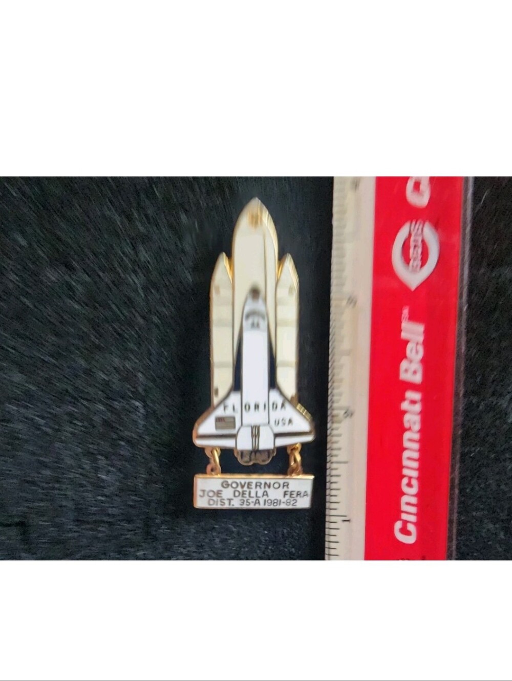 Vintage NASA Space Shuttle Pinback Gov Joe Della Fera Used